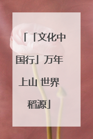 「文化中国行」万年上山 世界稻源