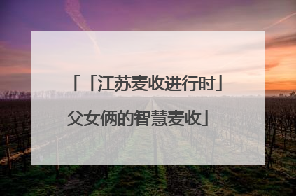 「江苏麦收进行时」父女俩的智慧麦收