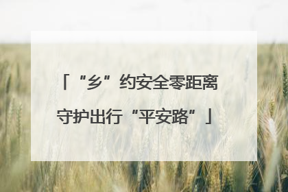 “乡”约安全零距离 守护出行“平安路”