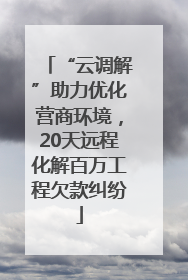 “云调解”助力优化营商环境，20天远程化解百万工程欠款纠纷