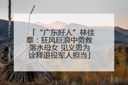 “广东好人”林佳泰：狂风巨浪中勇救落水母女 见义勇为诠释退役军人担当