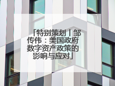 特别策划丨邹传伟：美国政府数字资产政策的影响与应对