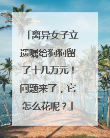 离异女子立遗嘱给狗狗留了十几万元！问题来了，它怎么花呢？