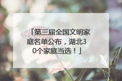 第三届全国文明家庭名单公布，湖北30个家庭当选！