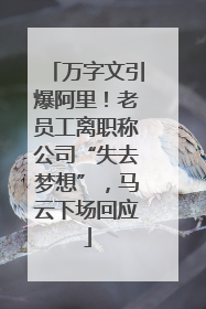 万字文引爆阿里！老员工离职称公司“失去梦想”，马云下场回应