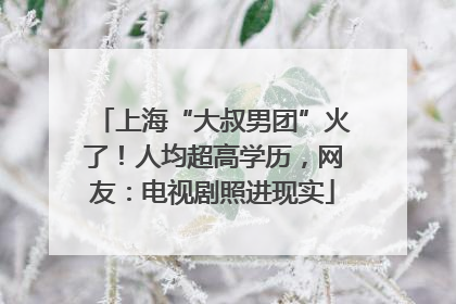 上海“大叔男团”火了！人均超高学历，网友：电视剧照进现实
