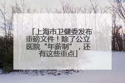 上海市卫健委发布重磅文件！除了公立医院“年薪制”，还有这些重点