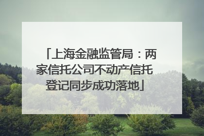 上海金融监管局：两家信托公司不动产信托登记同步成功落地