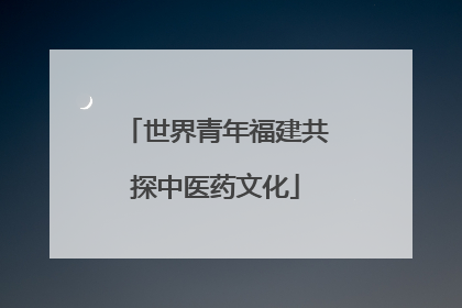 世界青年福建共探中医药文化