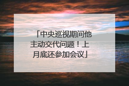 中央巡视期间他主动交代问题！上月底还参加会议