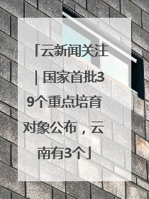 云新闻关注｜国家首批39个重点培育对象公布，云南有3个