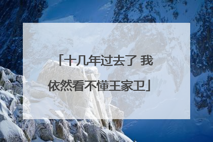 十几年过去了 我依然看不懂王家卫