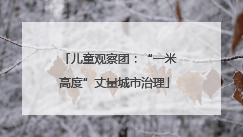 儿童观察团：“一米高度”丈量城市治理