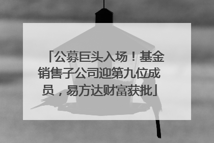公募巨头入场！基金销售子公司迎第九位成员，易方达财富获批