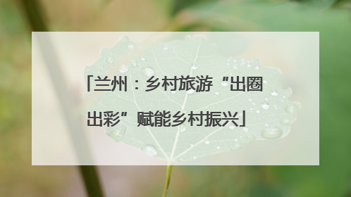 兰州：乡村旅游“出圈出彩”赋能乡村振兴