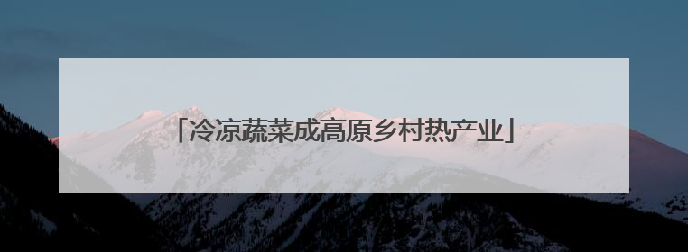 冷凉蔬菜成高原乡村热产业