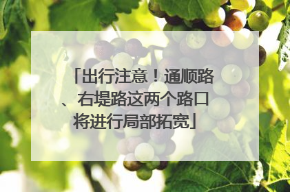 出行注意！通顺路、右堤路这两个路口将进行局部拓宽