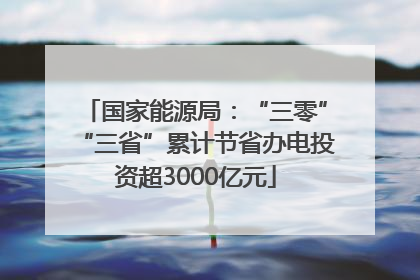 国家能源局：“三零”“三省”累计节省办电投资超3000亿元