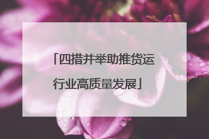 四措并举助推货运行业高质量发展