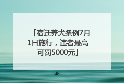 宿迁养犬条例7月1日施行，违者最高可罚5000元