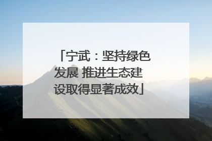 宁武：坚持绿色发展 推进生态建设取得显著成效