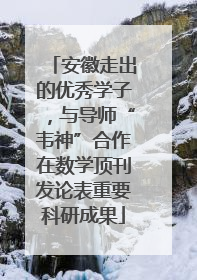 安徽走出的优秀学子，与导师“韦神”合作在数学顶刊发论表重要科研成果