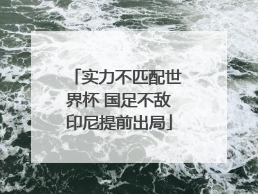实力不匹配世界杯 国足不敌印尼提前出局