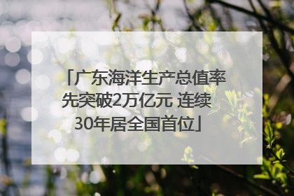 广东海洋生产总值率先突破2万亿元 连续30年居全国首位