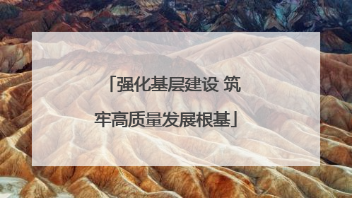 强化基层建设 筑牢高质量发展根基