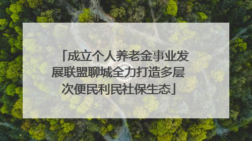 成立个人养老金事业发展联盟聊城全力打造多层次便民利民社保生态