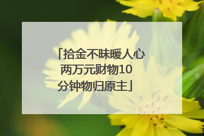 拾金不昧暖人心 两万元财物10分钟物归原主