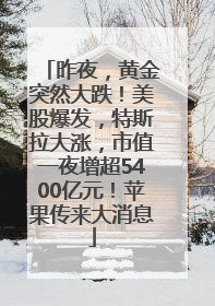 昨夜，黄金突然大跌！美股爆发，特斯拉大涨，市值一夜增超5400亿元！苹果传来大消息