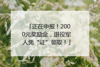 正在申报！2000元奖励金，退役军人凭“证”领取！