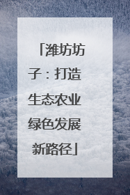 潍坊坊子：打造生态农业绿色发展新路径