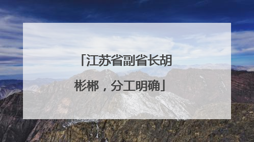江苏省副省长胡彬郴，分工明确