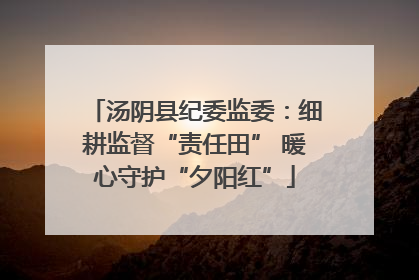 汤阴县纪委监委：细耕监督“责任田” 暖心守护“夕阳红”