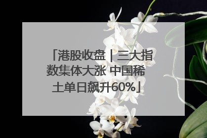 港股收盘｜三大指数集体大涨 中国稀土单日飙升60%
