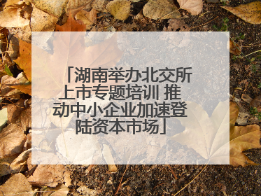 湖南举办北交所上市专题培训 推动中小企业加速登陆资本市场