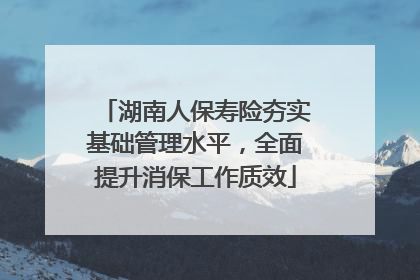 湖南人保寿险夯实基础管理水平，全面提升消保工作质效