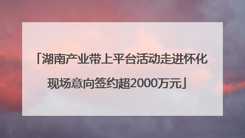 湖南产业带上平台活动走进怀化 现场意向签约超2000万元