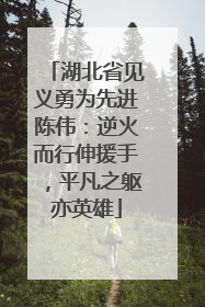 湖北省见义勇为先进陈伟：逆火而行伸援手，平凡之躯亦英雄