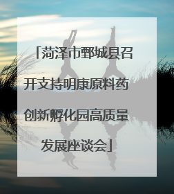 菏泽市鄄城县召开支持明康原料药创新孵化园高质量发展座谈会