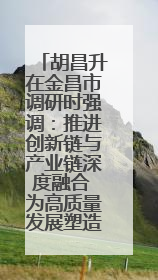 胡昌升在金昌市调研时强调：推进创新链与产业链深度融合 为高质量发展塑造新动能新优势