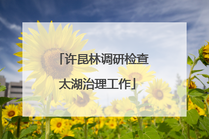 许昆林调研检查太湖治理工作