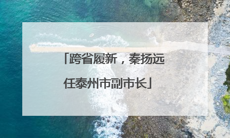 跨省履新，秦扬远任泰州市副市长