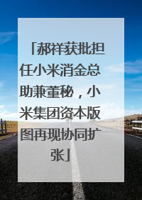 郝祥获批担任小米消金总助兼董秘，小米集团资本版图再现协同扩张