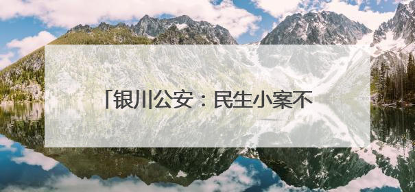 银川公安：民生小案不小办 办好小案保民生