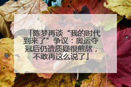 陈梦再谈“我的时代到来了”争议：奥运夺冠后仍遭质疑很煎熬，不敢再这么说了