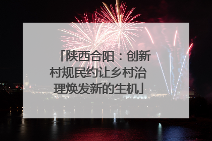 陕西合阳：创新村规民约让乡村治理焕发新的生机
