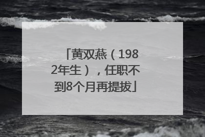 黄双燕（1982年生），任职不到8个月再提拔